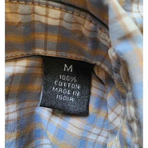 Lyle & Scott Scotland Blue, Gold & White Check Button Down Shirt Size: Medium - Picture 8 of 9